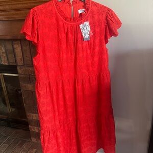 Crown & Ivy Size LARGE RedWhite&Cute Red Lace Dress BRAND NEW